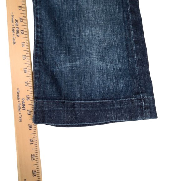 7 For All Mankind Dojo Flare Womens Jeans 29 34x20 Blue Stitch Y2K Rodeo - Picture 12 of 13